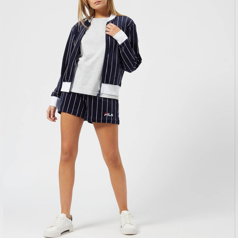 FILA Alaska Velour Pinstripe Bomber Jacket - Picture 5 of 7